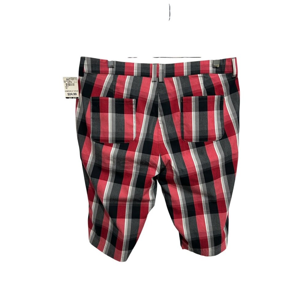 Callaway Golf Plaid Shorts Size 12 Red Black White Preppy Gorpcore NWT - Picture 2 of 10